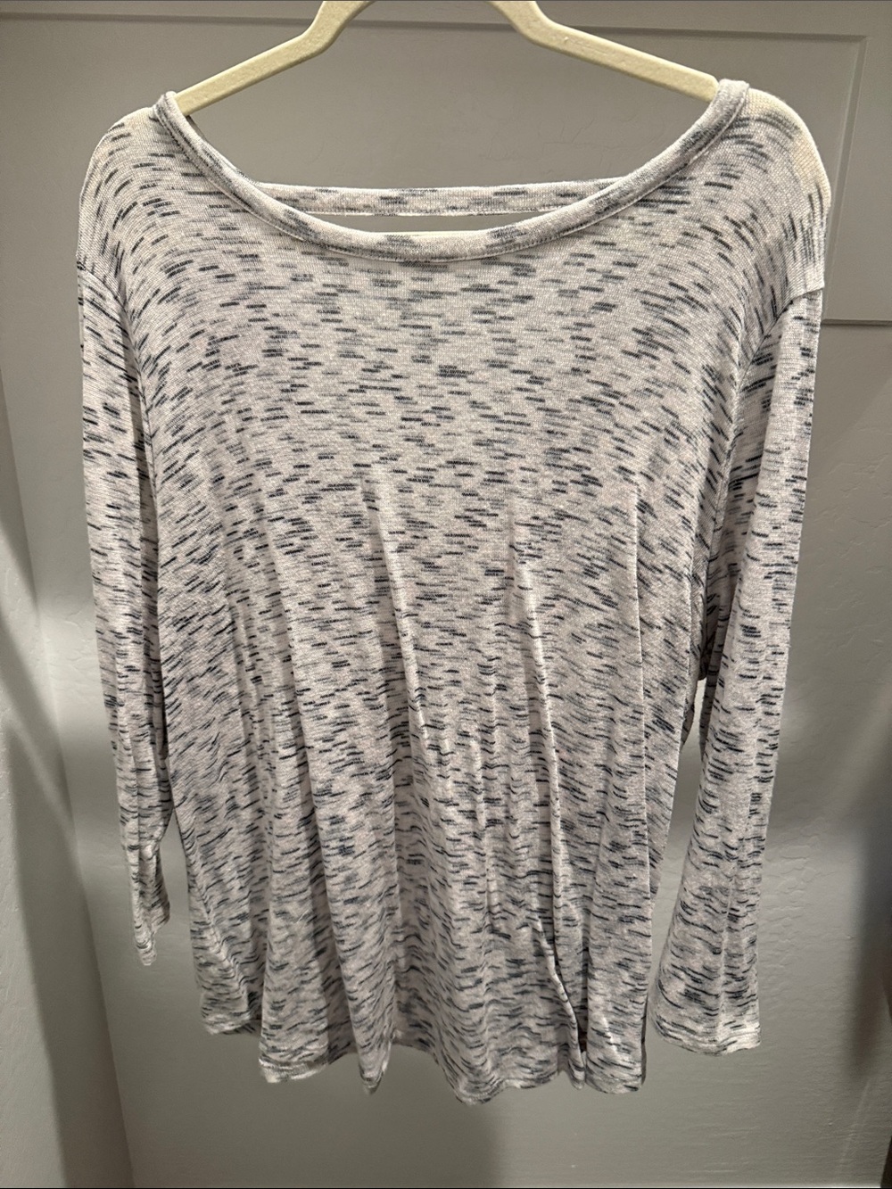 LOFT Light Gray Space-Dye Long Sleeve Top